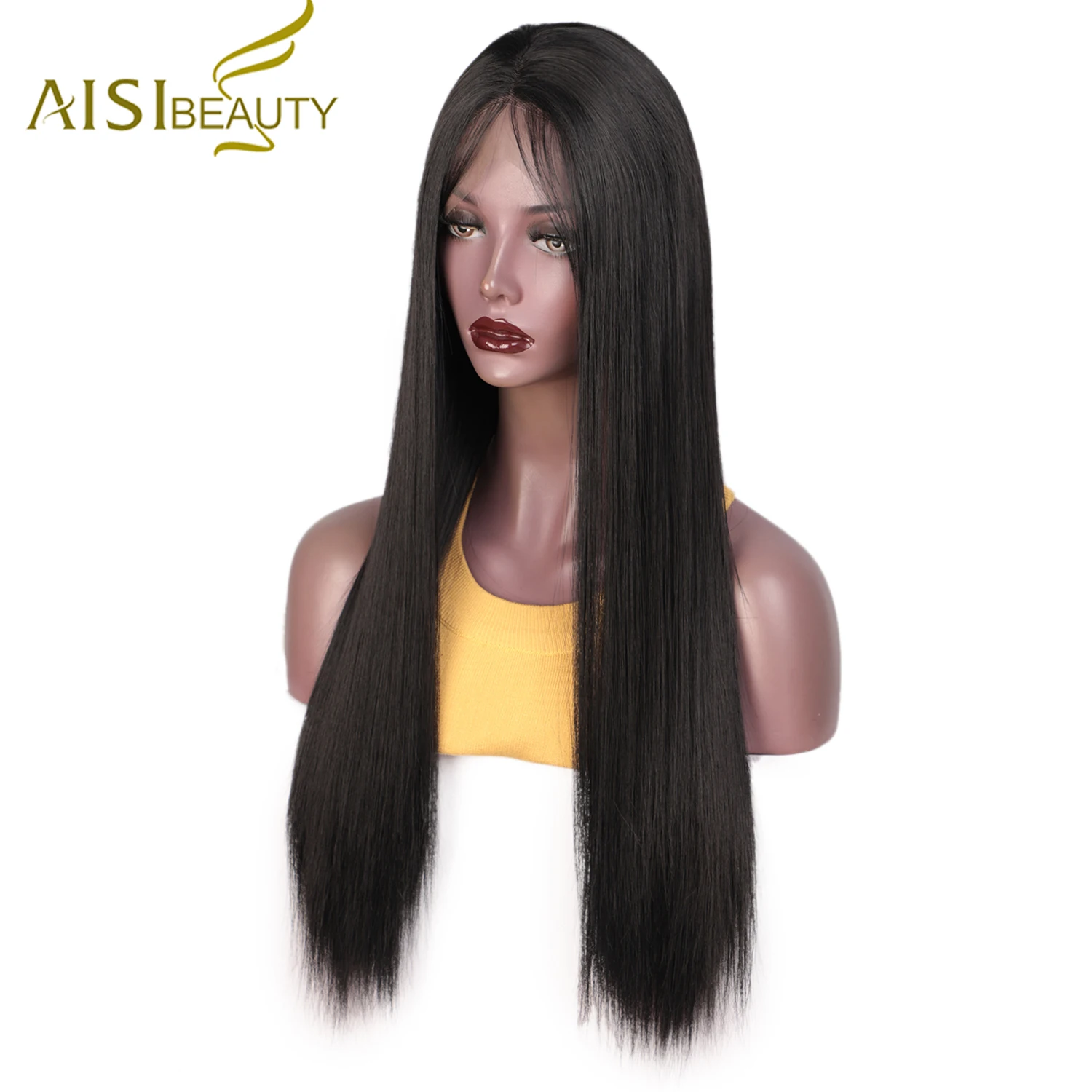 AISI BEAUTY, черный длинный прямой парик на кружеве, синтетические парики на кружеве, фиолетовый/Блонд/розовые волосы для женщин, высокотемпературное волокно