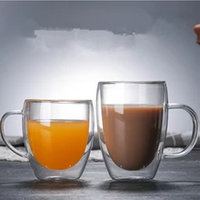 Стеклянная кофейная чашка с двойными стенками, новинка, термостойкая двухслойная стеклянная ручка, чайная чашка, креативный подарок, посуда для напитков, молоко