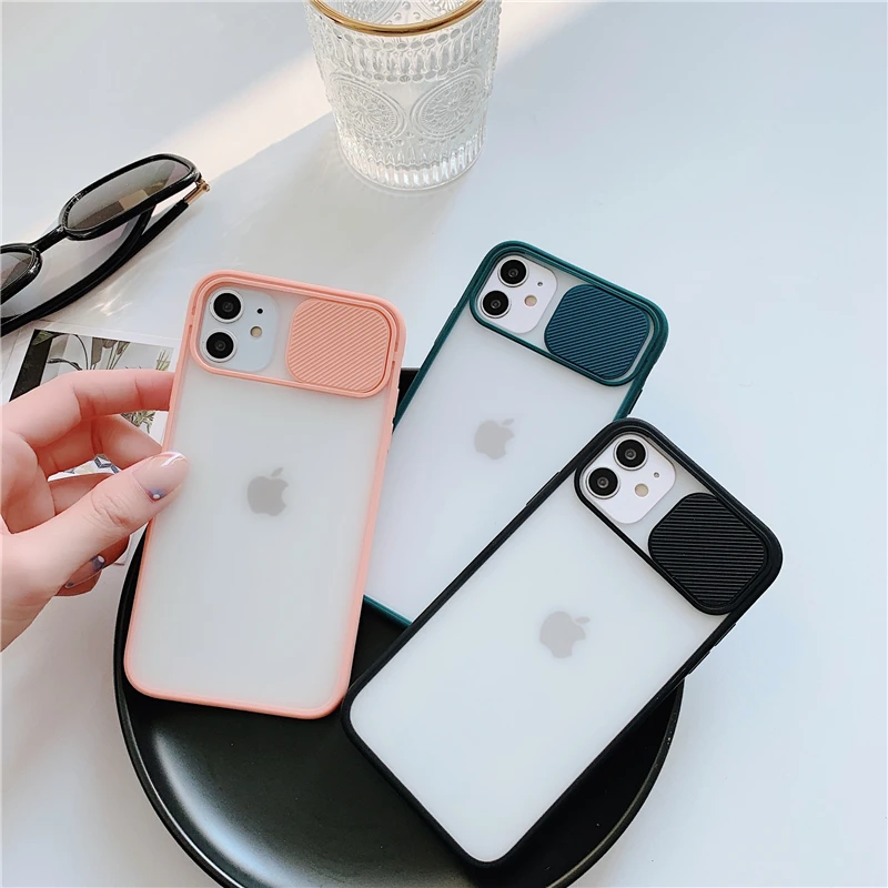 

Camera Lens Protection Shockproof Phone Case For iPhone 11 Pro X XR XS Max 8 7 Plus SE2 2020 Solid Contrast Color Clear Hard PC