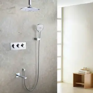 

White Shower Room Shower Faucet Suit Shower Shower Head Hot And Cold Water-cooling Hot Water Mixture Faucet