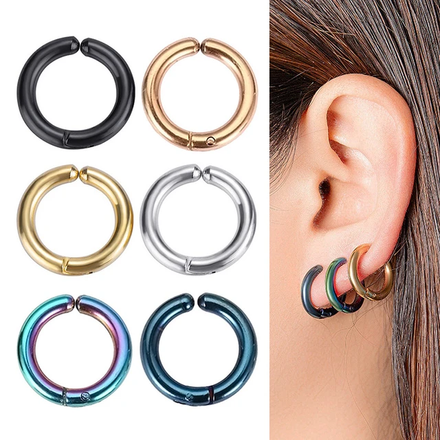 New Popular 1 piece Stainless Steel Painless Ear Clip Earrings For Men/Women  Punk Black Non Piercing Fake Earrings Jewelry Gifts - AliExpress