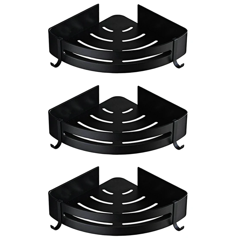 

Three-Layer Corner Frame Wall-Mounted Black Aluminum Bathroom Soap Box Bathroom Shower Rack