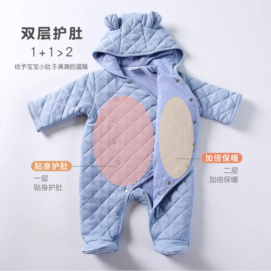Newborn Baby Winter Hoodie Clothes cotton Infant Baby Girls Pink Climbing New Spring Outwear Rompers 0-18month Boy Jumpsuit