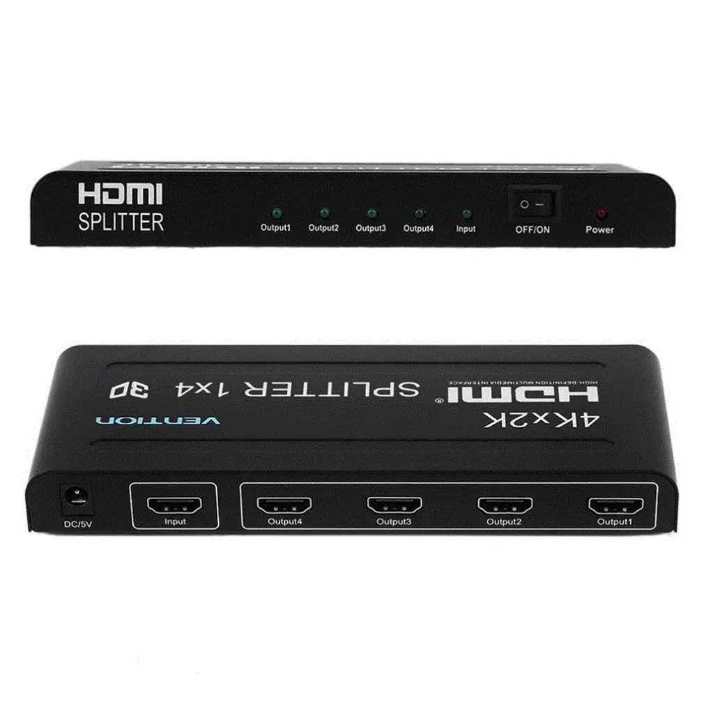 

Full HD HDMI Splitter 1X4 4 Port Hub Repeater Amplifier v1.4 3D 1080p 1 In 4 Out