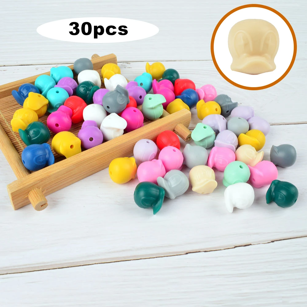 

LOFCA 30pcs Donald Silicone Beads Silicone Baby Teether Teething Cartoon Chew Oral Dental Pacifier Clip Necklace Newborn Toy