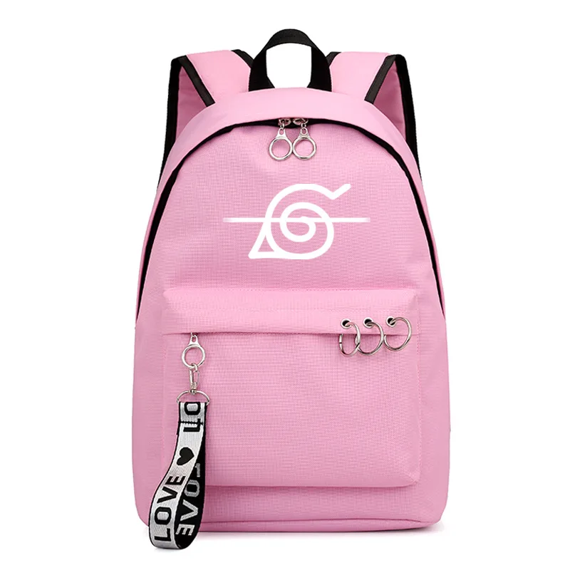 Style 24 Аниме Наруто рюкзак школьный книги сумки Mochila Дорожная сумка ноутбук кольцо с изображением ленты круг мальчик девочки рюкзак розовый черный - Цвет: Style 24