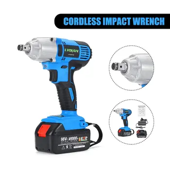 

Cordless Electric Wrench Brushless 1/2" Impact Wrench Driver Hand Drill 330Nm Torque with LED Working Lights Waterproof