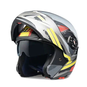 

Motocross Helmets Modular Dual Lens Carbon Helf Motorcycle Helmet Motorbike Full Face Helm Safe Flip Up Cascos Moto Racing