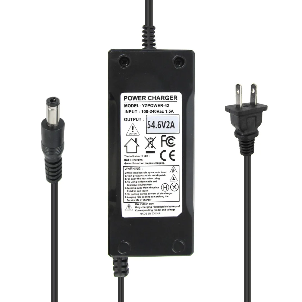 

48V Electric Bike Ebike Li-ion Battery Charger 5.5x2.1mm Plug 54.6V 2A 13S
