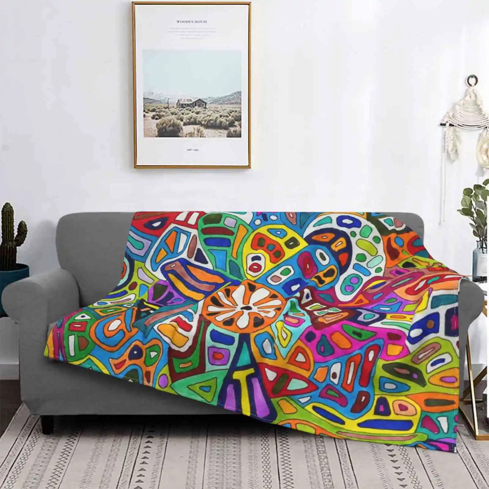 Manta suave y cómoda para cama o sofá, manta de Color Pop abstracto, Tribal  aborigen, moderno, con estampado colorido, Color nar - AliExpress Home &  Garden