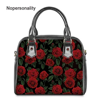 

Nopersonality Printing Rose Tote Bag Women Leather Shoulder Bag Large Capacity Commute Handbags for Ladies Vintage Messenger Bag