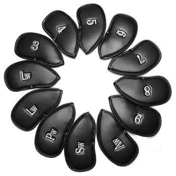 

12PCS Durable Thick PU Leather Head Cover for Golf Iron Club Putter Headcover Set 3-SW Universal Iron Club Headcovers