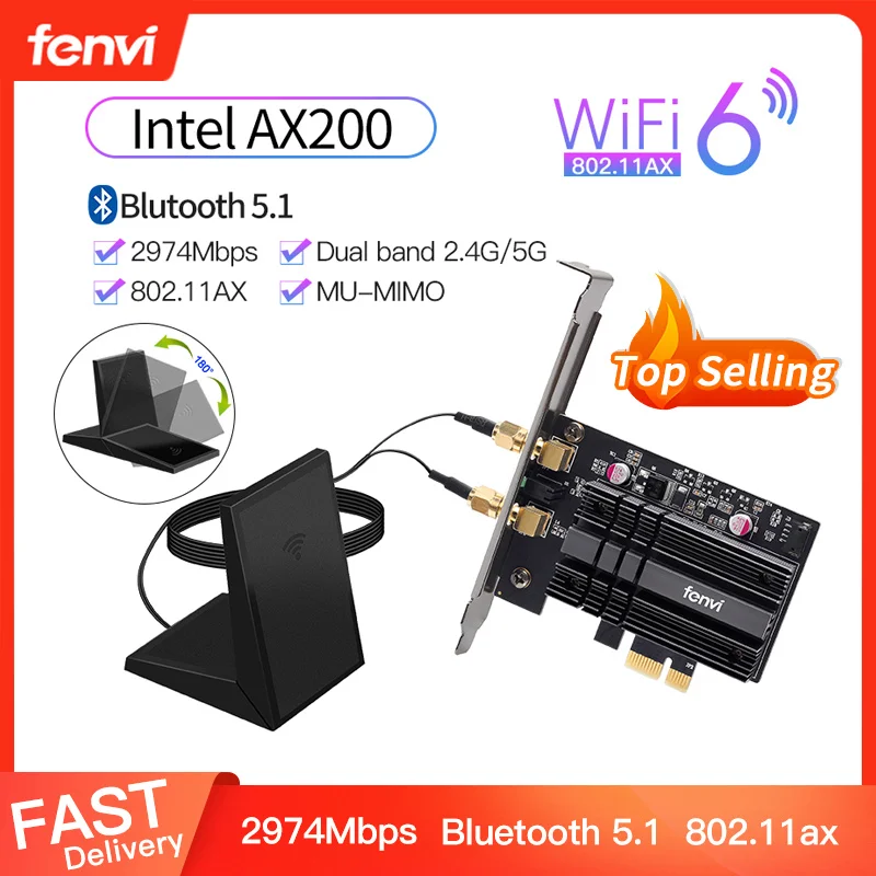 Wi-Fi Adapter Ax200ngw-Card Bluetooth Wireless PC Dual-Band Desktop PCI-E 2400mbps 