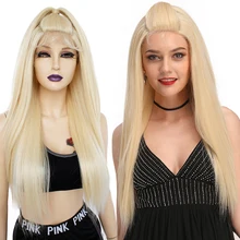 Ebingoo, 24 дюйма, блонд, u-образная часть, синтетический парик на кружеве с детскими волосами, длинные прямые шелковистые парики для женщин, Futura для повседневной носки