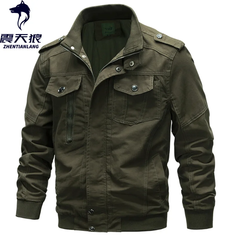 Для AliExpress, мужская куртка из чистого хлопка, армейская рабочая одежда, пальто, куртка большого размера, мужская куртка Air Force One от производителя Dire - Color: ArmyGreen