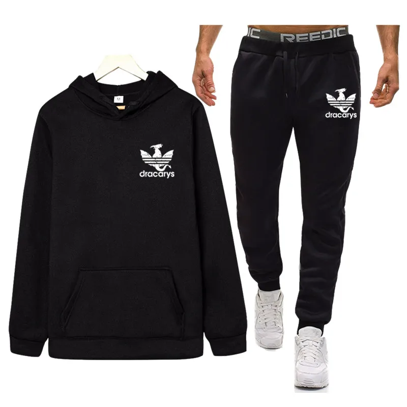 

Dracarys GAME OF THRONE Tracksuits Men Sweatshirt Sporting Fleece 2019 Gyms Hoodies Two Piece Pants Sport Pants Sportswear