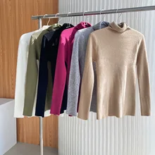 

Turtleneck Bottoming Sweater Pullover Women's Autumn Winter 2021 Fashion Solid Color Slim Long Sleeve Sweater Ss38