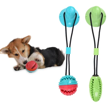 

Pets Dog Toys Suction Cup Rubber Dog Chew Toy Pet Ball Tug Push Ball Toy Pet Tooth Cleaning Toothbrush Puppy large Dog Biting