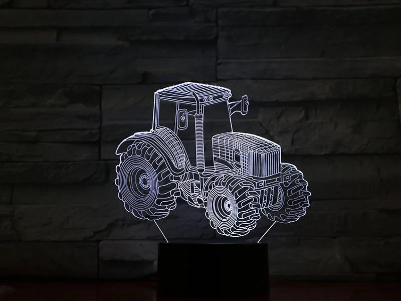 Nigndn 3D Lamp Kids Birthday Gift New Creative Tractor Colorful 3d Night Light Touch Remote Control 16 Color Led Visual Light portable night light