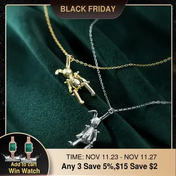

Rabbit Pendants Real 925 Silver Necklace Choker Kolye Vintage Best Friend Bijoux Femme Collier bohemian Necklace Women Jewelry