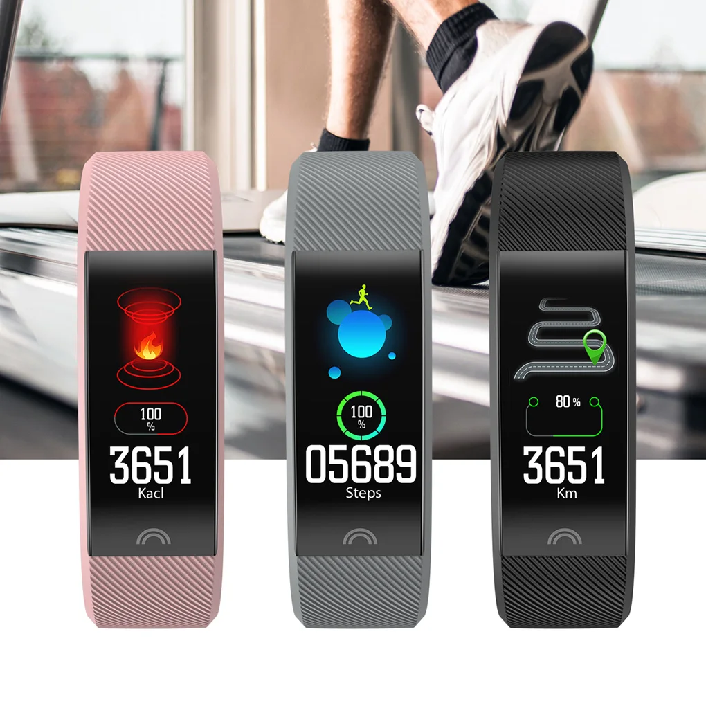 Bluetooth IP68 Водонепроницаемый сердечный ритм кровяное давление умный Браслет спящий фитнес-трекер Браслет