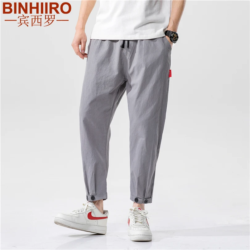 2020 Summer Men's Linen Trousers Hip Hop Jogging Ankle-Length Pants Solid color Breathable Fashion High quality Casual pants Men 2020 Summer Men's Linen Trousers Hip Hop Jogging Ankle-Length Pants Solid color Breathable Fashion High quality Casual pants Men