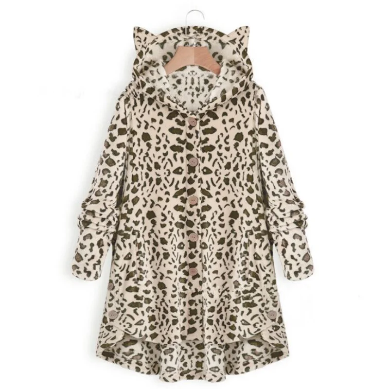 Light leopard Женские пальто зимняя одежда с капюшоном для беременных женские повседневные пальто для беременных свободные женские пальто для беременных куртки размера плюс - Цвет: Light leopard