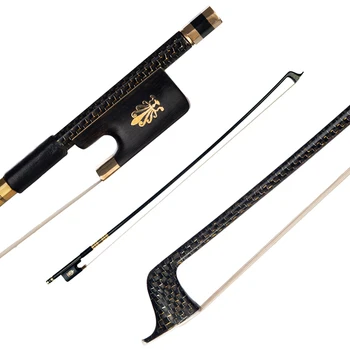 

4/4 Cello Violoncello Bow Well Balanced Golden Braided Carbon Fiber Round Stick Ebony Frog AAA Mongolian Horsetail Hair Cello
