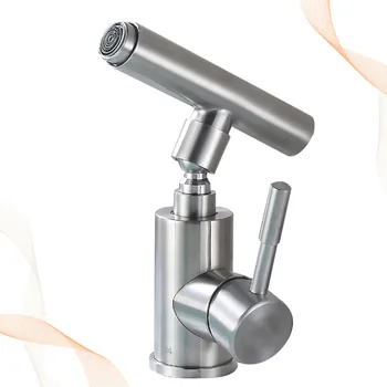 

304 Stainless Steel Water Faucet Rotating Valve Tap Wash Basin Hot And Cold Water Tap Silver