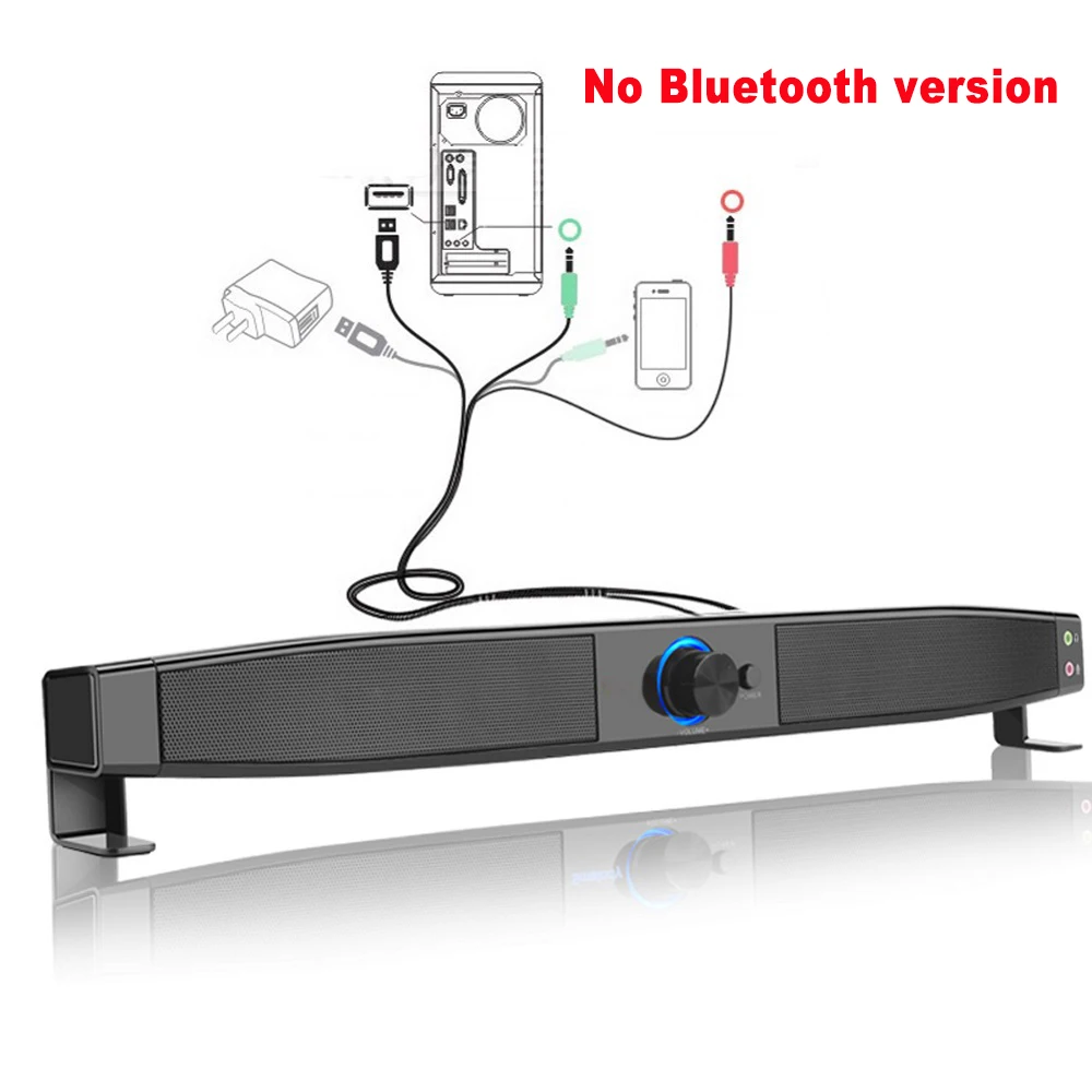 No Bluetooth version 10 Вт pc звуковая панель домашний кинотеатр проводной беспроводной Саундбар ТВ мультимедийный настольный громкоговоритель с разъемом для наушников/микрофона для ПК ноутбука - Цвет: No Bluetooth version