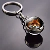 Porte-clés renard adorable, boule de verre, photo renard, Cabochon en verre, Double face, cadeau de noël, pour hommes et femmes ► Photo 2/4