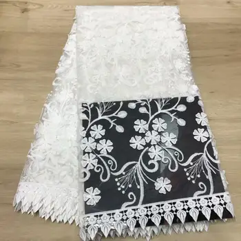 

White African lace fabric 2019 High Quality Embroidered Brocade Lace greed french Tulle Lace Fabric for nigeria party dress