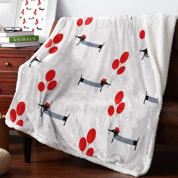 

Puppy Balloon Stripes Cute AnimalNew Winter Warm Blanket Office Plush Blanket Bedspreads Quilt Drop Ship
