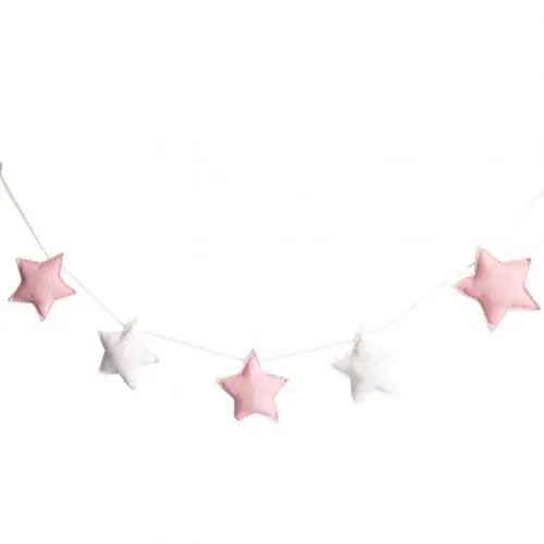 Скандинавские фетровые тканевые гирлянды со звездами, вечерние баннеры для детской комнаты, подвесные настенные декорации, палатки, кровати, коврики для детского душа, банты, орнамент - Цвет: Pink  White
