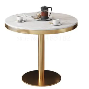 

Nordic negotiating table and chair combination light luxury marble dining table hotel customer sales office round table casual c