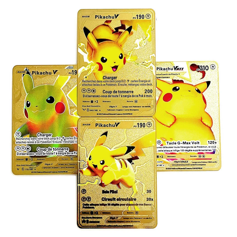 French Pokemon Metal Cards Charizard Pikachu Display Francaise Pokemon Gold V Vmax Card Playing Game Collection Kids Toys Gift Game Collection Cards Aliexpress