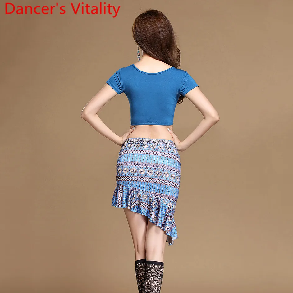 Belly Dance Practice Clothes Women Beginners Short Sleeve Cropped Top Skirt Oriental Indian Dancing Performance Training Costume