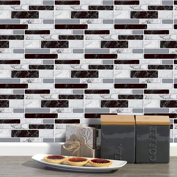 

Imitation Marble Style Wall Sticker 20x10cm Home Kitchen Bathroom Walls Decor PVC Waterproof Wall Mounted Tile Stickers