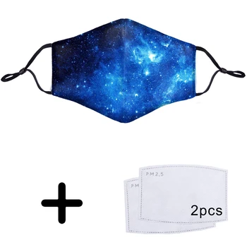 

Starry Sky Galaxy Space Anti-Dust Face Mouth Mask PM2.5 Filter 2 pcs Breathable Washable Reusable 3D Printed Masks