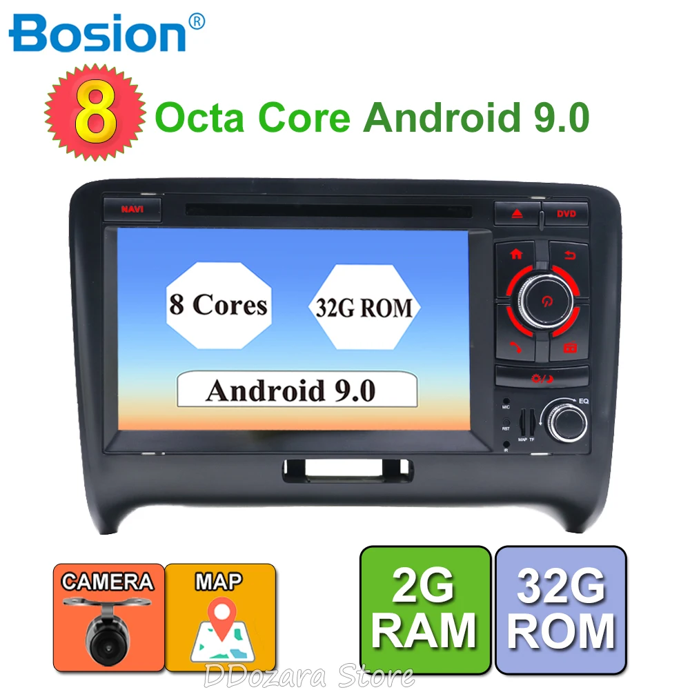 2 din автомобильный dvd gps навигатор для AUDI TT 2006-2011 Восьмиядерный android 9,0 wifi BT зеркальное соединение obd dab
