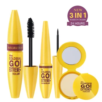 

Luxury 3Pcs Daily Use Cosmetics Makeup Sets Mascara Eyeliner Pressed powder Make Up Cosmetics Gift Set Tool Kit Makeup Gift