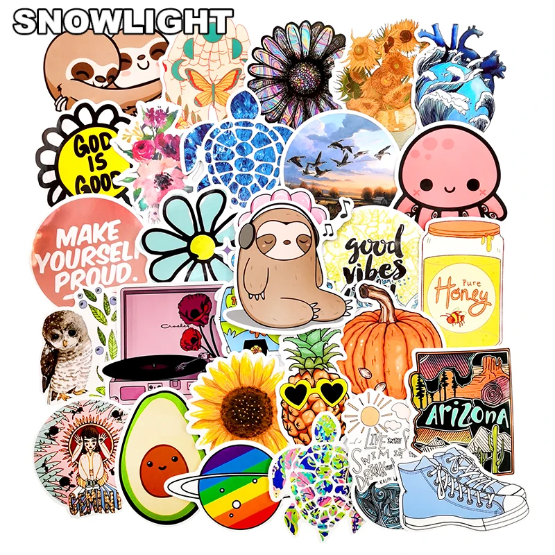 10/30/50/100pcs/set Sloth Travel Cartoon Waterproof Vsco Graffiti Sticker For Kids Scrapbook Skateboard Snowboard Laptop Luggage