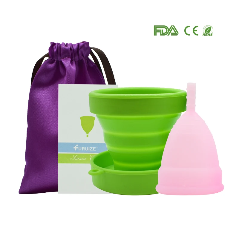 1pcs Menstrual Cup and 1pcs Sterilizer Cup Sterilizing Collapsible Cups to Clean Copa Menstrual Recyclable Foldable Cup - Цвет: Белый