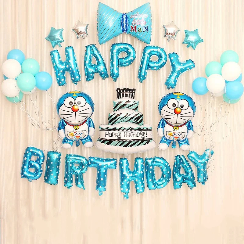 33pcs Set Doraemon Cat Cake Bowknot Set Balloon Children Birthday Party Decoration Kids Toys Baby Ballon Shower Balloons Globos Ballons Accessories Aliexpress