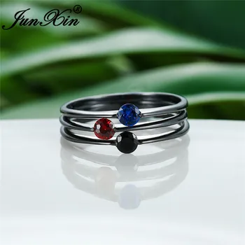 

Stacking Minimalist Thin Rings For Women Wedding Bands White Gold Filled Ring Small Blue Black Stone Zircon Engagement Rings