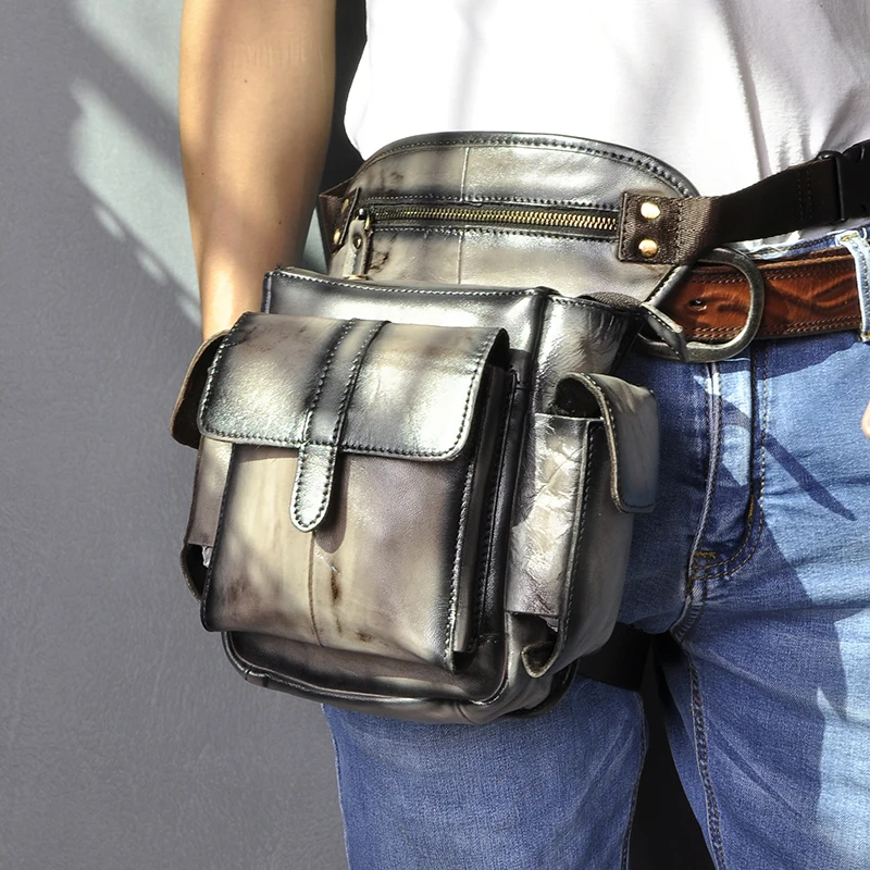 Качественная кожаная Мужская Дизайнерская повседневная сумка-мессенджер на плечо многофункциональная модная поясная сумка с ремнем для ног 913-5
