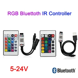 DC 5V 12V 24V Bluetooth RGB LED controller With 24Key IR Led Controller 12v For 5050 3528 2835 led Strip Lights