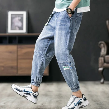 

Men plus fat increase loose pants men jeans sub-trend washed three-dimensional cut loose waist jeans