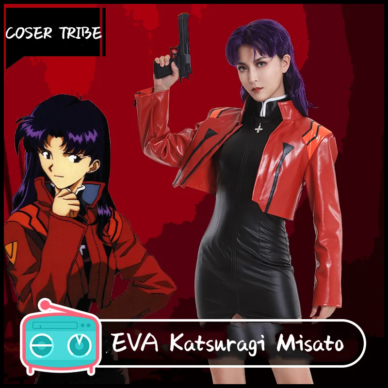 Katsuragi Misato Аниме Neon Genesis Evangelion EVA катсураги Мисато вер. Красная куртка костюм в обтяжку Косплей Костюм Хэллоуин - Цвет: Katsuragi Misato