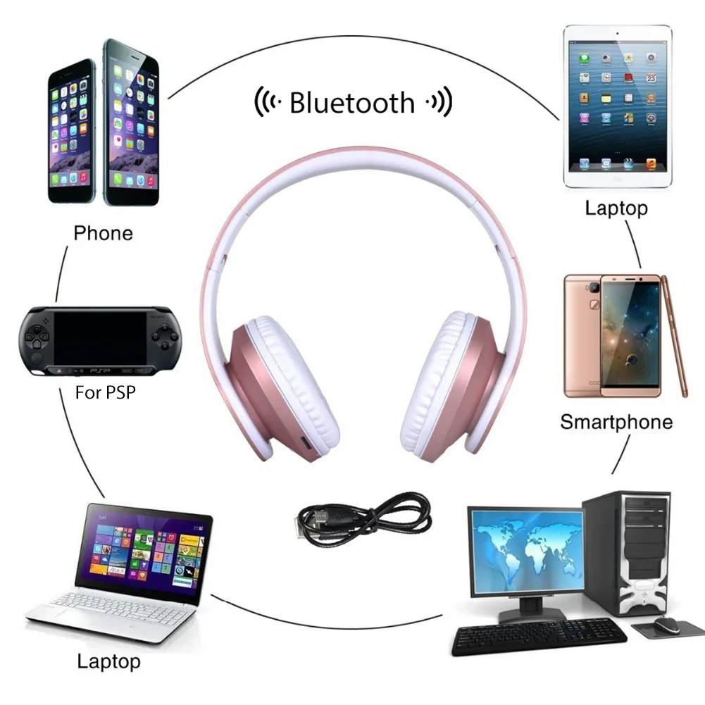 Blue LED Indicator 4 2 Wireless Headphones Stereo Music Earphone Wireless Bluetooth Headphones Sports Headsets With Mic 